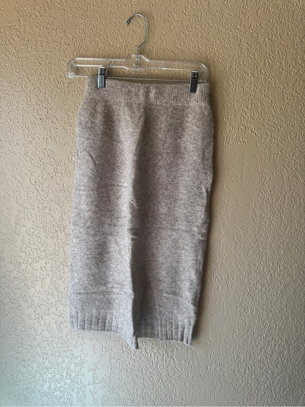 Cozy Ribbed Midi Pencil Skirt in Heather Taupe